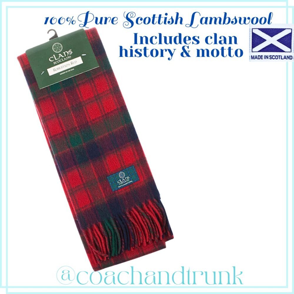 100% Lambswool Import Scarf CLAN HISTORY & MOTTO INCLUDED GUARANTEED NWT